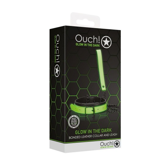 OUCH! COLLAR AND LEASH GLOW IN THE DARK
