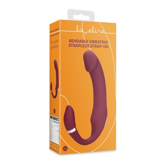BENDABLE VIBRATING STRAPLESS STRAP-ON - MERLOT GRAPE