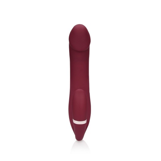 BENDABLE VIBRATING STRAPLESS STRAP-ON - MERLOT GRAPE