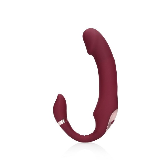 BENDABLE VIBRATING STRAPLESS STRAP-ON - MERLOT GRAPE