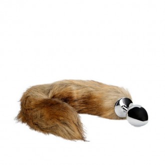 FOX TAIL WITH METAL BUTT PLUG - BROWN