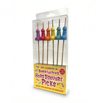 SPIEDINI SUPER FUN PENIS - HOR D'OEUVRE'S PICKS - SET DI 6 LITTLE GENIE PRODUCTIONS