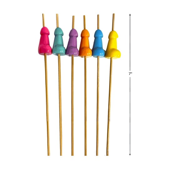 BROCHETTES SUPER FUN PENIS - HOR D&#039;OEUVRE&#039;S PICKS - SET OF 6 LITTLE GENIE PRODUCTIONS