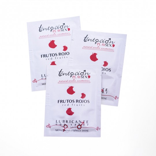 20 SINGLE DOSES OF RED FRUIT FLAVOURED LUBRICANT 5ML TENTACIÓN PLAY SEX