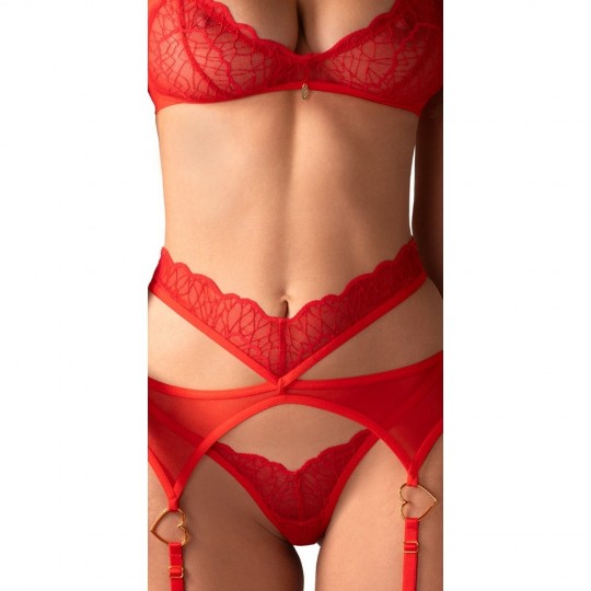 OBSESSIVE 3 PIECE SUSPENDER SET CUPIDE DESIR RED