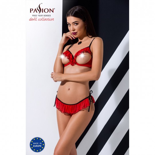 CHERRY SET WITH OPEN BRA RED  - PASSION