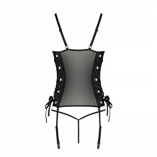 CORSÉ Y TANGA MALWIA NEGRO TALLA QUEEN PASSION