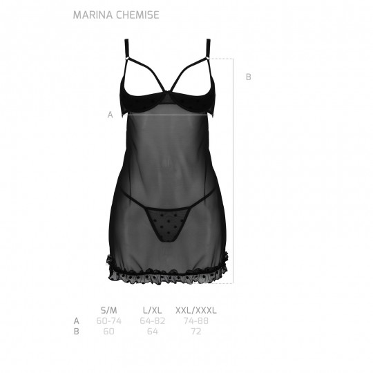 PASSION DEVIL COLLECTION MARINA CHEMISE AND THONG BLACK