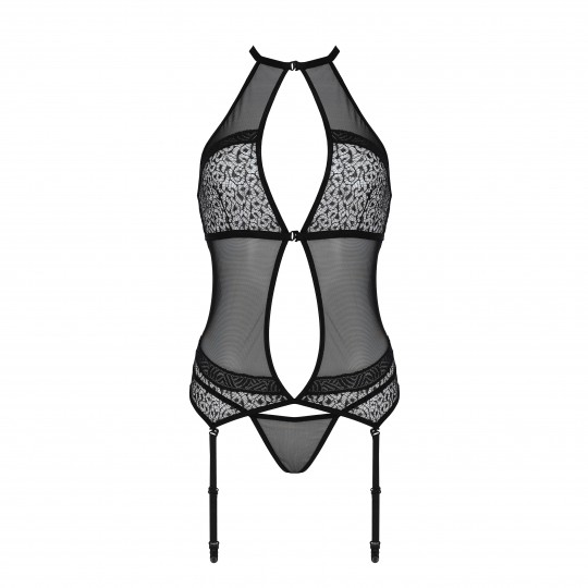 CORSET ET STRING SATARA NOIR EROTIC LINE PASSION