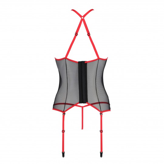 CORSÉ Y TANGA SATARA ROJO EROTIC LINE PASSION