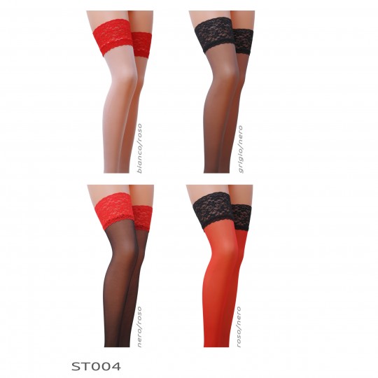 PASSION STOCKINGS ST004 BLACK/RED (17 DEN)