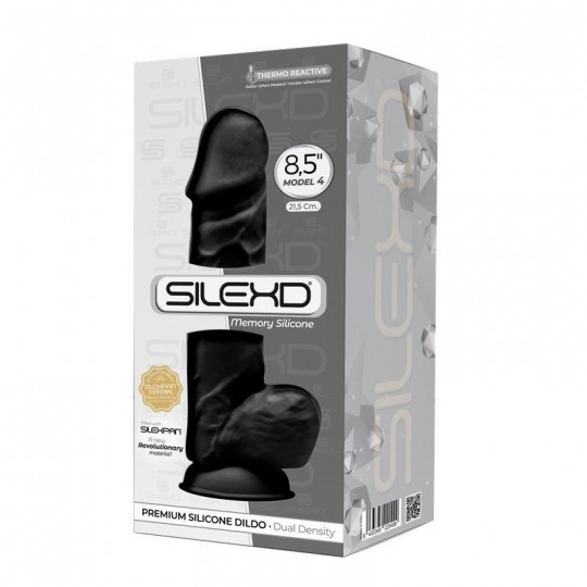 GODE RÉALISTE DUAL DENSITY AVEC TESTICULES NOIR MOD. 4 8.5&quot; SILEXD