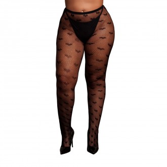 LE DÉSIR HEART PATTERNED TIGHTS BLACK QUEEN SIZE
