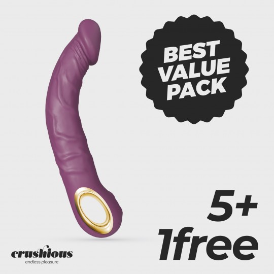 PACK 5 + 1 GRÁTIS VIBRADOR FLEXÍVEL MAGNUS BEND ROXO CRUSHIOUS