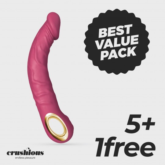 PACK 5 + 1 GRÁTIS VIBRADOR FLEXÍVEL MAGNUS BEND ROSA CRUSHIOUS