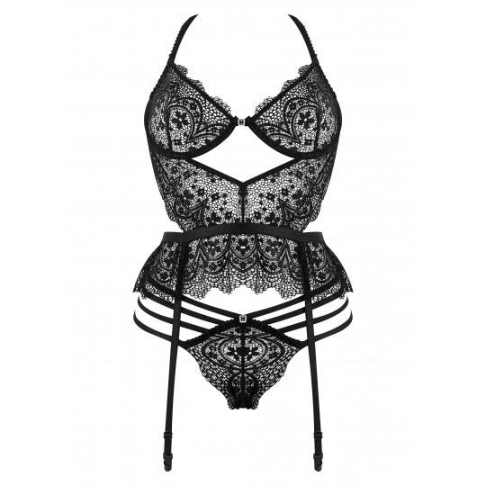 CORPETTO E PERIZOMA LACE TEMPTATION NERO BEAUTY NIGHT FASHION