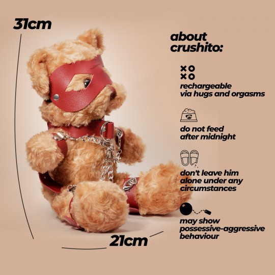 ПЛЮШЕВЫЙ МИШКА ДЛЯ БОНДАЖА CRUSHIOUS CRUSHITO КРАСНЫЙ 31 СМ