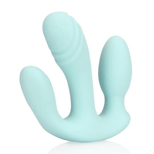 THREE-IN-ONE LIQUID SILICONE VIBRATOR - BREEZY BLUE