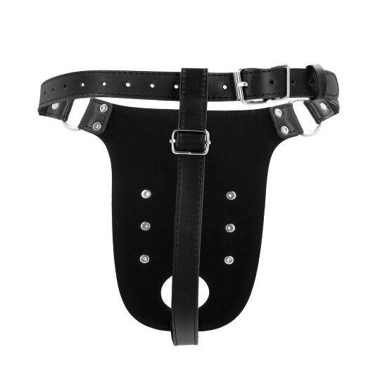 OUCH! XTREME PU LEATHER CHASTITY BELT WITH STRAP