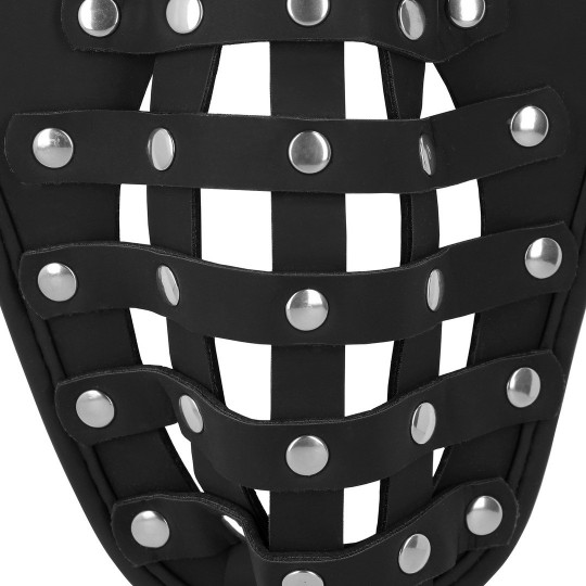 PU LEATHER CHASTITY JOCK - BLACK