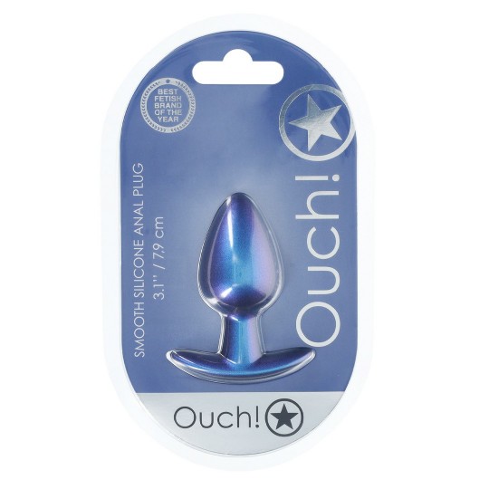 SMOOTH SILICONE ANAL PLUG - MEDIUM - 3.1 / 7,9 CM - METALLIC BLUE