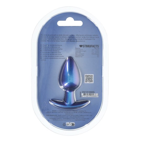 SMOOTH SILICONE ANAL PLUG - MEDIUM - 3.1 / 7,9 CM - METALLIC BLUE