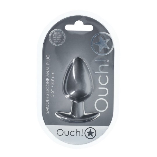 SMOOTH SILICONE ANAL PLUG - LARGE - 3.5 / 8,9 CM - GUNMETAL
