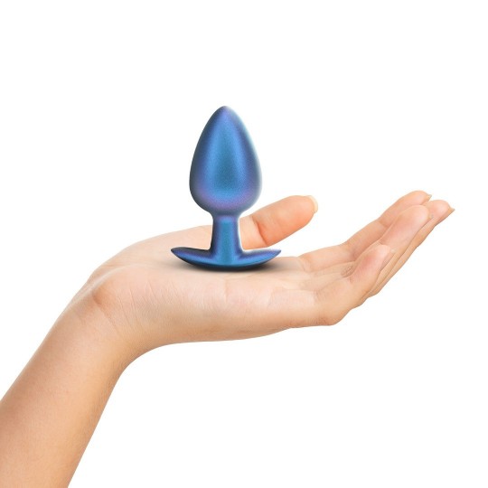 SMOOTH SILICONE ANAL PLUG - LARGE - 3.5 / 8,9 CM - METALLIC BLUE