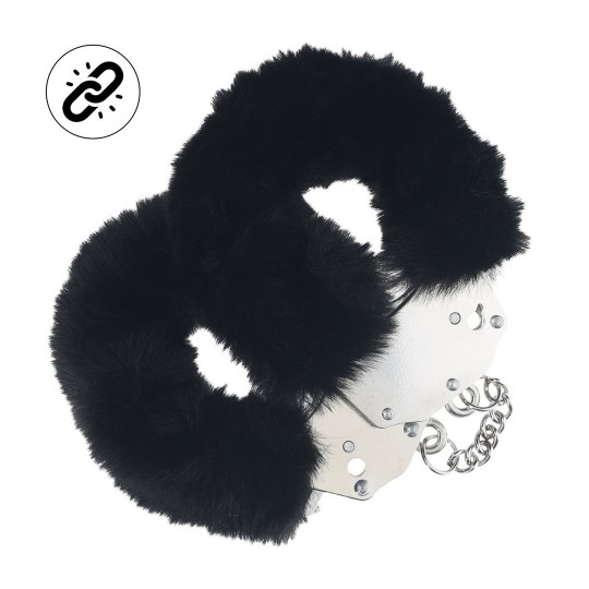 HEAVY-DUTY FLUFFY HANDCUFFS - BLACK
