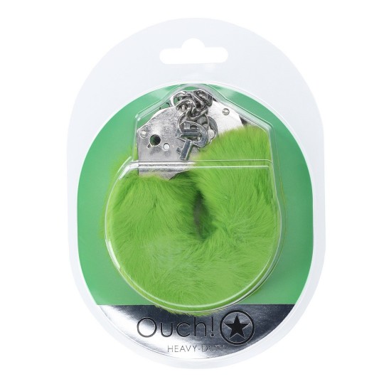 OUCH! HEAVY-DUTY FLUFFY HANDCUFFS GREEN