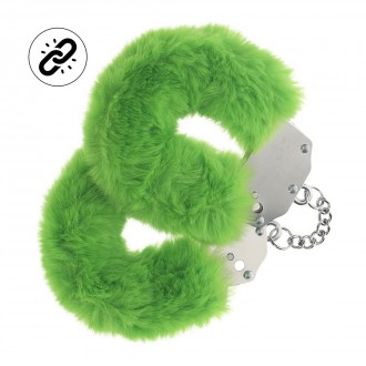 OUCH! HEAVY-DUTY FLUFFY HANDCUFFS GREEN