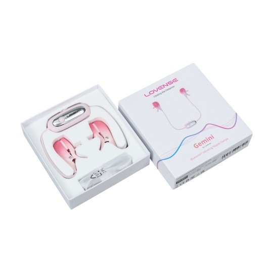 GEMINI - APP-CONTROLLED VIBRATING NIPPLE CLAMPS - PINK