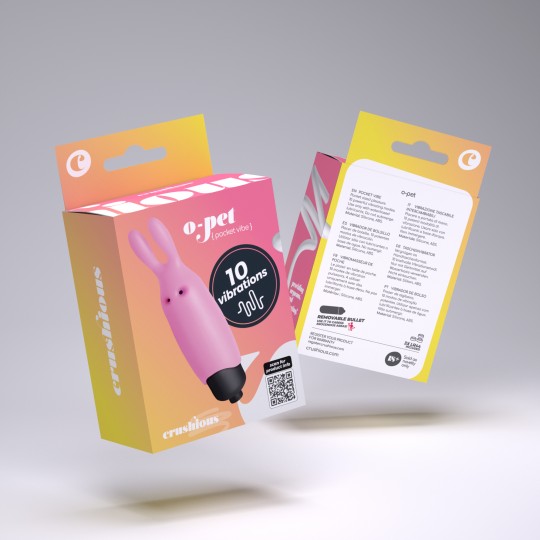 O-PET COELHO COM BALA DE 10 VIBRAÇÕES ROSA PASTEL CRUSHIOUS