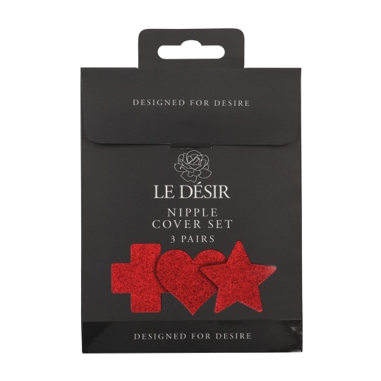 ENSEMBLE DE 3 CACHES-TÉTONS CROSS STAR HEART ROUGE LE DÉSIR 