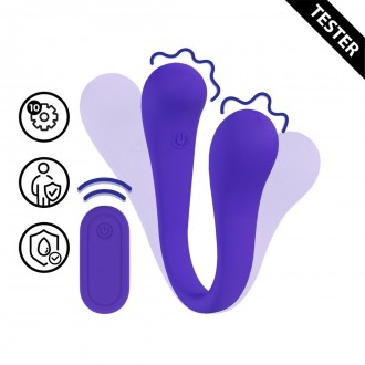 DUAL-ENDED BENDABLE VIBE WITH REMOTE CONTROL - PURPLE - TESTER
