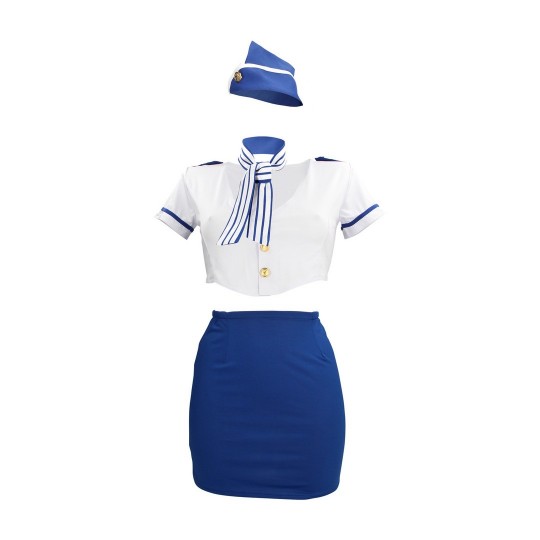 COSTUME D'HÔTESSE BLEU/BLANC S-LINE 