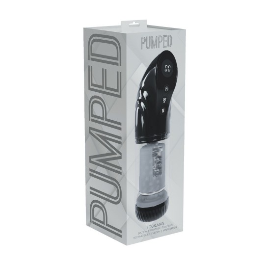 MASTURBATEUR VIBRANT AVEC SUCCION ET IMPULSION STROKEMATE NOIR PUMPED