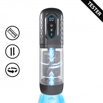 VORTEX - SUCTION ROTATION AND THRUSTING MASTURBATOR PUMP - GUN METAL - TESTER