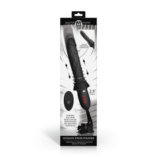 ULTIMATE POWER POUNDER - DILDO DE SILICONA VIBRANTE Y CON EMPUJE CON CONTROL REMOTO - NEGRO