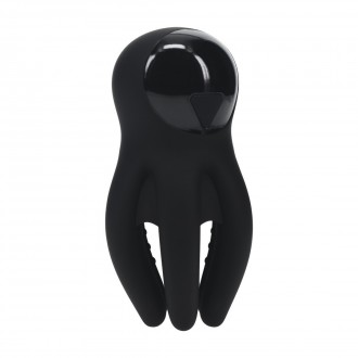 ESTIMULADOR DE CABEZA DE PENE DE SILICONA VIBRANTE DIGITAL CON TENTÁCULOS - NEGRO