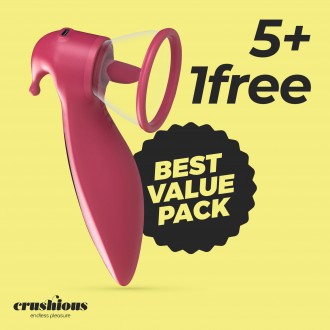 PACK 5 + 1 GRÁTIS SACI ESTIMULADOR DE CLITÓRIS E MAMILOS COM SUCÇÃO CRUSHIOUS