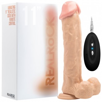REALROCK 11” REALISTIC VIBRATOR WITH TESTICLES WHITE
