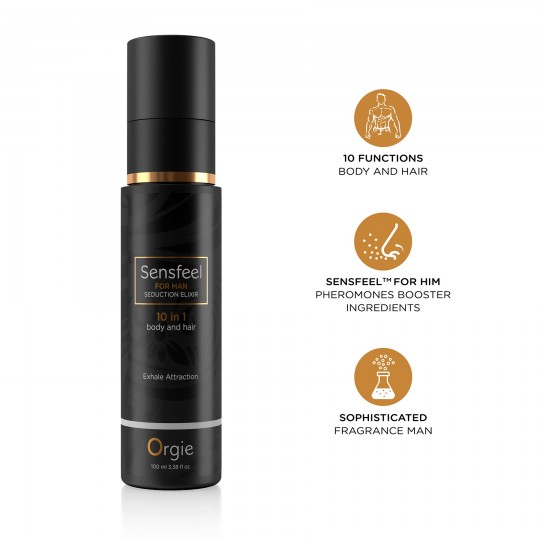 LOÇÃO 10 EM 1 PARA CORPO E CABELO COM FEROMONAS SENSFEEL FOR MAN 100ML ORGIE