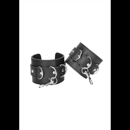 ALGEMAS PARA OS PULSOS E TORNOZELOS OUCH! LEATHER HAND AND LEG CUFFS PRETAS