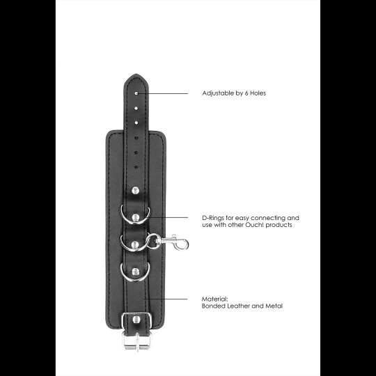 ALGEMAS PARA OS PULSOS E TORNOZELOS OUCH! LEATHER HAND AND LEG CUFFS PRETAS