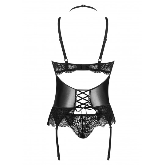 KORPSET UND STRING NOIR FANTASY BEAUTY NIGHT FASHION SCHWARZ