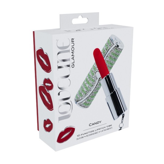 VIBRATEUR AVEC 4 ACCESSOIRES CANDY LIPSTICK VERT LOVELINE