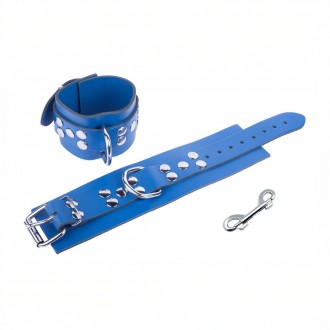 ULTRA LEATHER HANDCUFFS - BLUE