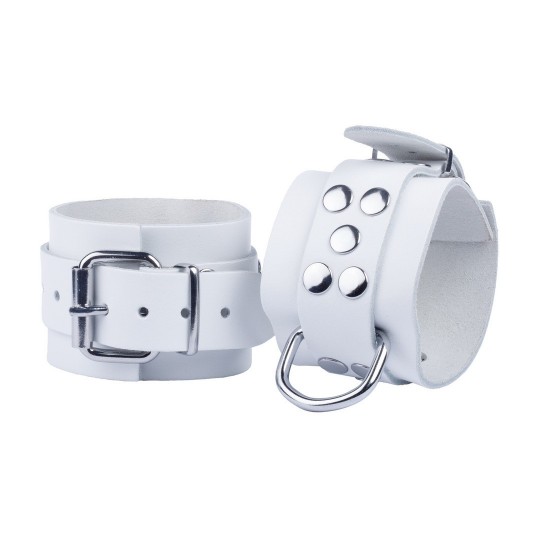 ULTRA LEATHER HANDCUFFS - WHITE