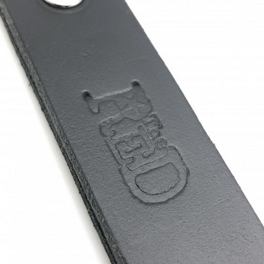 LEATHER PADDLE WITH 3 STRAPS - 39,5 CM - BLACK